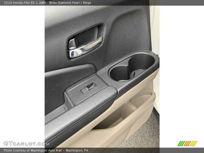 White Diamond Pearl / Beige 2019 Honda Pilot EX-L AWD