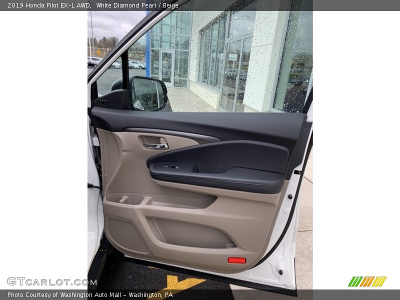 White Diamond Pearl / Beige 2019 Honda Pilot EX-L AWD