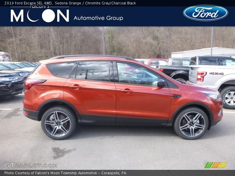 Sedona Orange / Chromite Gray/Charcoal Black 2019 Ford Escape SEL 4WD