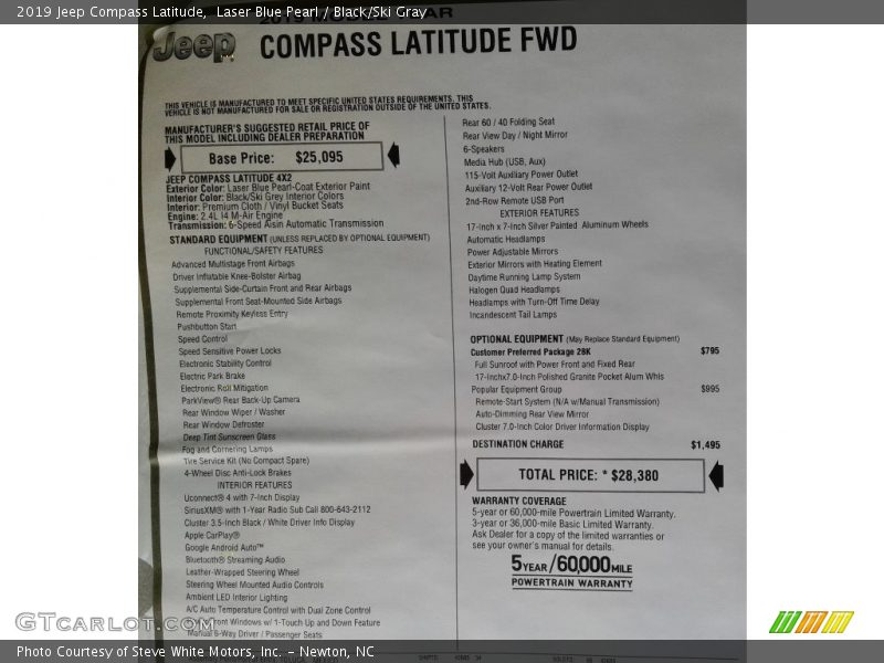 Laser Blue Pearl / Black/Ski Gray 2019 Jeep Compass Latitude