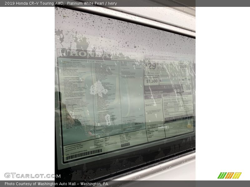 Platinum White Pearl / Ivory 2019 Honda CR-V Touring AWD