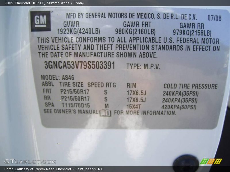 Summit White / Ebony 2009 Chevrolet HHR LT