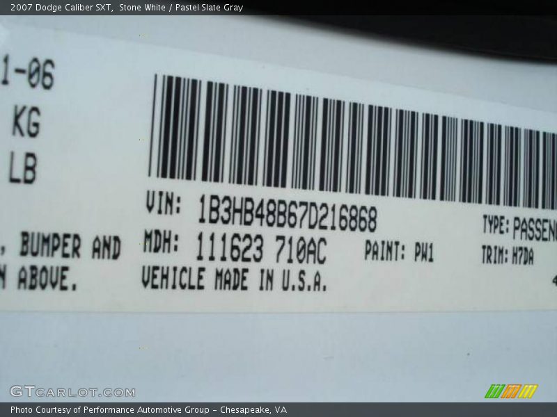 Stone White / Pastel Slate Gray 2007 Dodge Caliber SXT