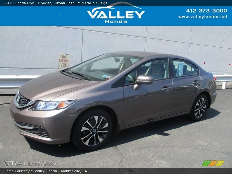Urban Titanium Metallic / Beige 2015 Honda Civic EX Sedan