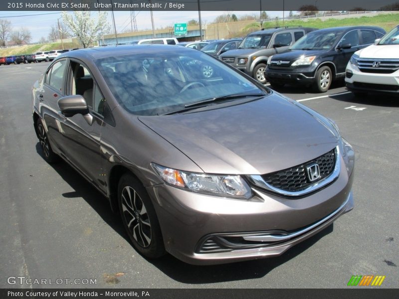 Urban Titanium Metallic / Beige 2015 Honda Civic EX Sedan