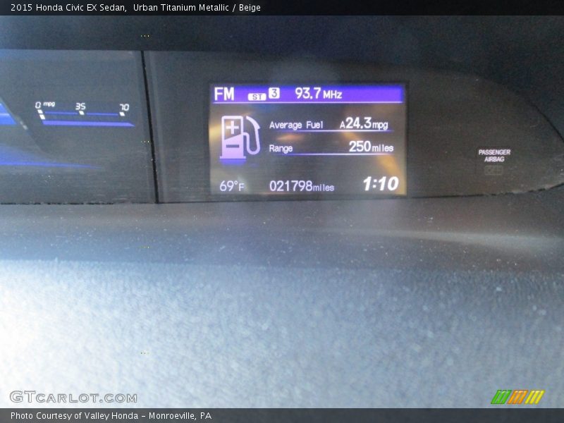 Urban Titanium Metallic / Beige 2015 Honda Civic EX Sedan