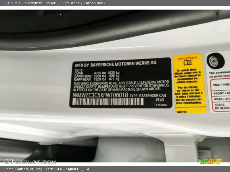 Light White / Carbon Black 2015 Mini Countryman Cooper S