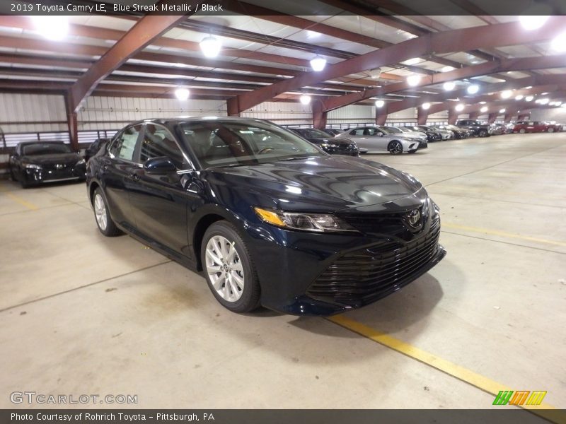 Blue Streak Metallic / Black 2019 Toyota Camry LE