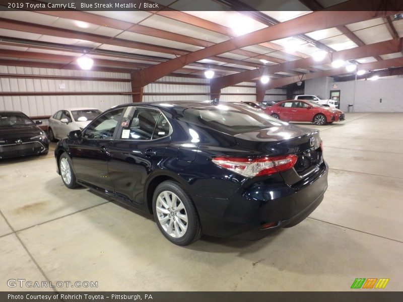 Blue Streak Metallic / Black 2019 Toyota Camry LE