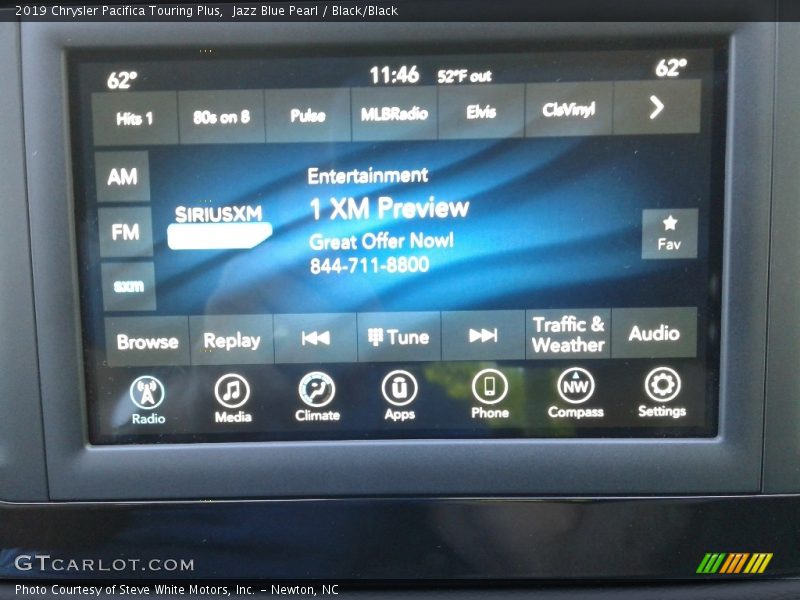 Jazz Blue Pearl / Black/Black 2019 Chrysler Pacifica Touring Plus