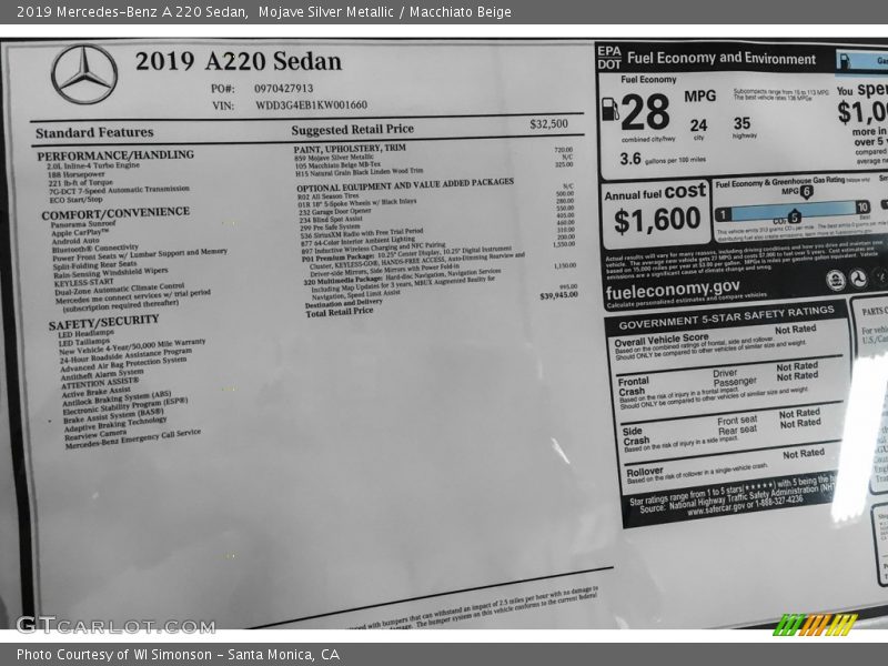 Mojave Silver Metallic / Macchiato Beige 2019 Mercedes-Benz A 220 Sedan