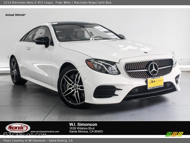 Polar White / Macchiato Beige/Yacht Blue 2019 Mercedes-Benz E 450 Coupe