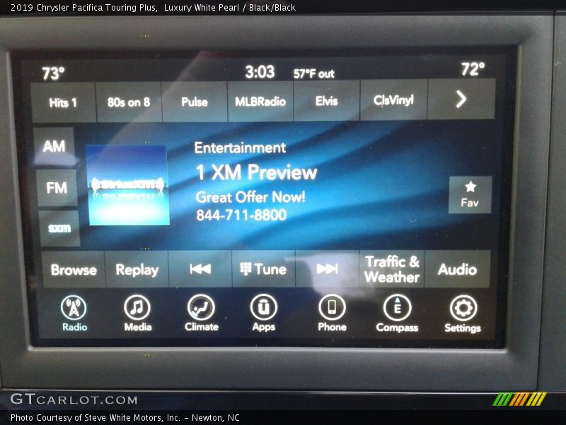 Luxury White Pearl / Black/Black 2019 Chrysler Pacifica Touring Plus