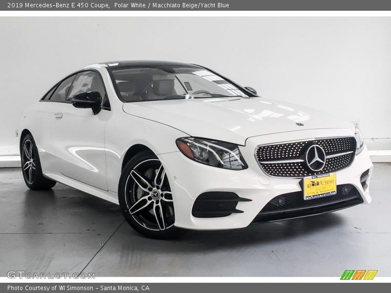 Polar White / Macchiato Beige/Yacht Blue 2019 Mercedes-Benz E 450 Coupe