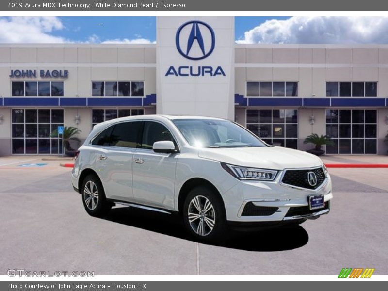 White Diamond Pearl / Espresso 2019 Acura MDX Technology