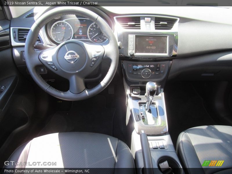 Aspen White Tricoat / Charcoal 2019 Nissan Sentra SL