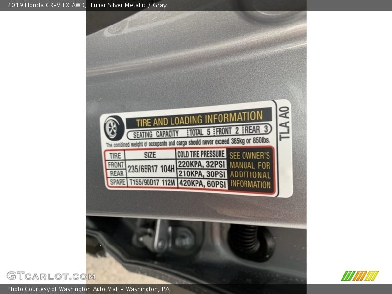 Lunar Silver Metallic / Gray 2019 Honda CR-V LX AWD