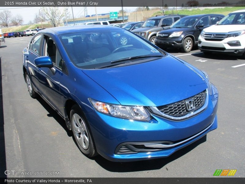 Dyno Blue Pearl / Gray 2015 Honda Civic LX Sedan