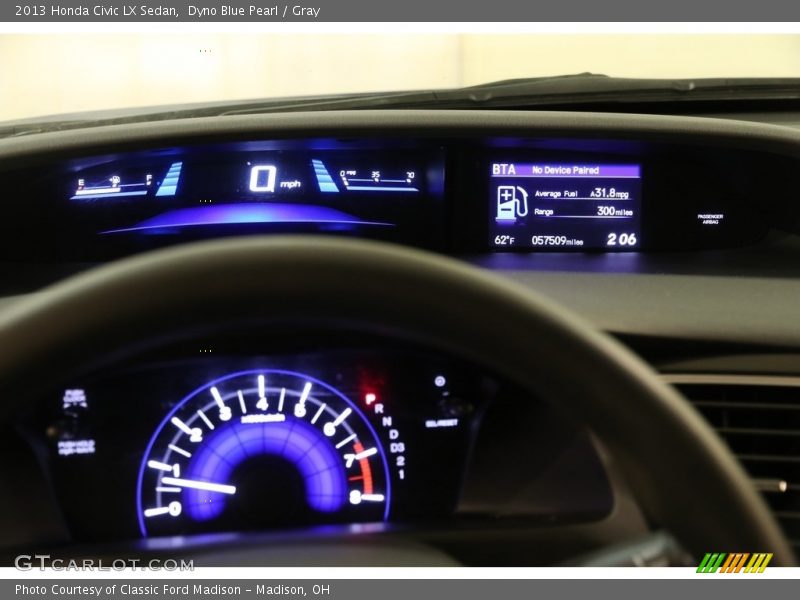 Dyno Blue Pearl / Gray 2013 Honda Civic LX Sedan