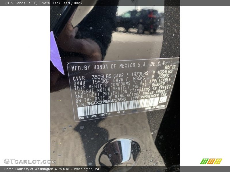 Crystal Black Pearl / Black 2019 Honda Fit EX