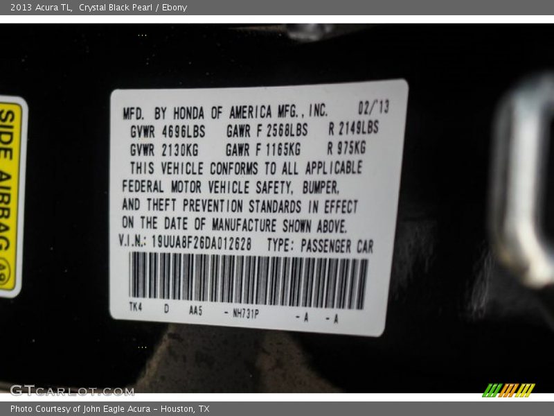 Crystal Black Pearl / Ebony 2013 Acura TL