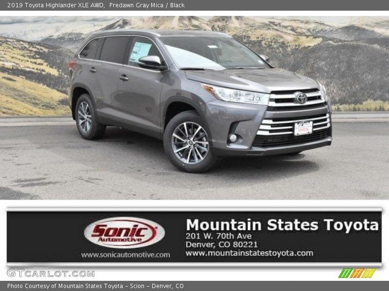 Predawn Gray Mica / Black 2019 Toyota Highlander XLE AWD