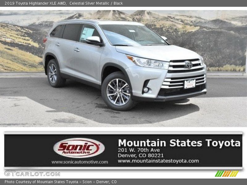 Celestial Silver Metallic / Black 2019 Toyota Highlander XLE AWD