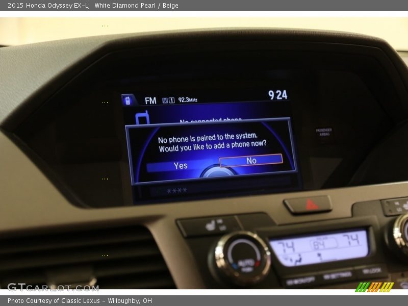 White Diamond Pearl / Beige 2015 Honda Odyssey EX-L