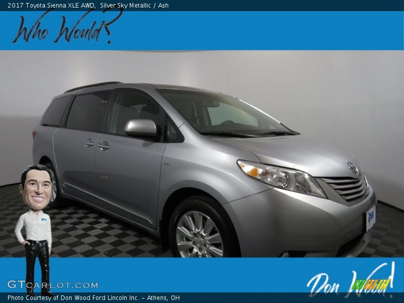 Silver Sky Metallic / Ash 2017 Toyota Sienna XLE AWD