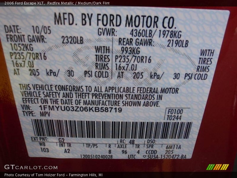 Redfire Metallic / Medium/Dark Flint 2006 Ford Escape XLT