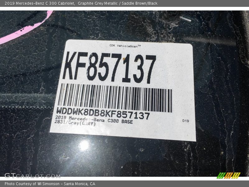 Graphite Grey Metallic / Saddle Brown/Black 2019 Mercedes-Benz C 300 Cabriolet