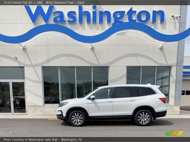 White Diamond Pearl / Black 2019 Honda Pilot EX-L AWD