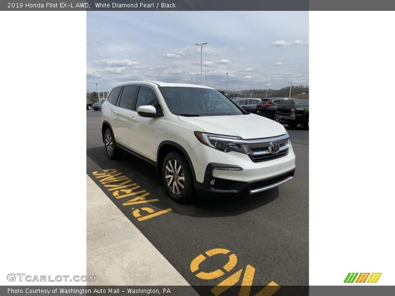 White Diamond Pearl / Black 2019 Honda Pilot EX-L AWD