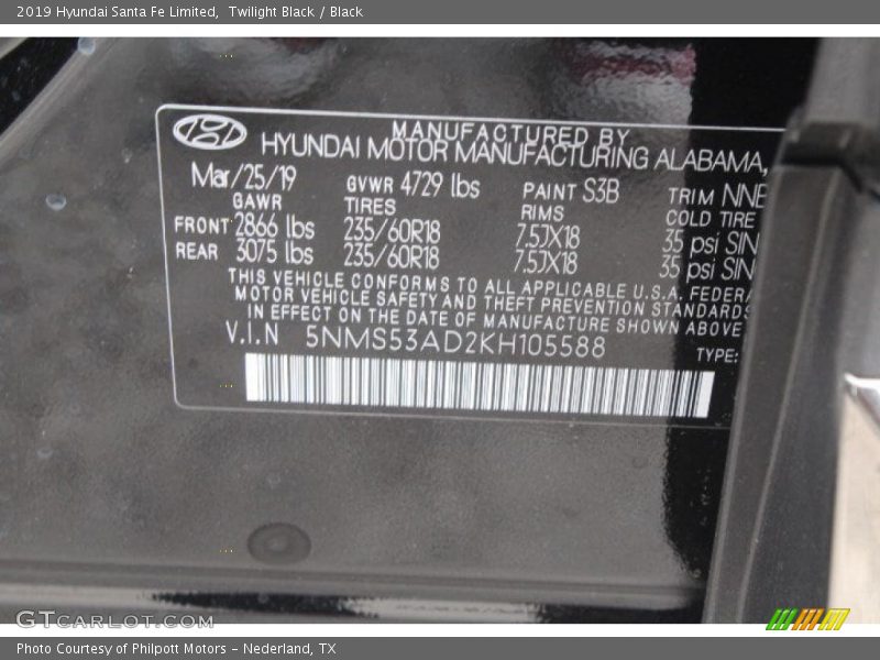 Twilight Black / Black 2019 Hyundai Santa Fe Limited