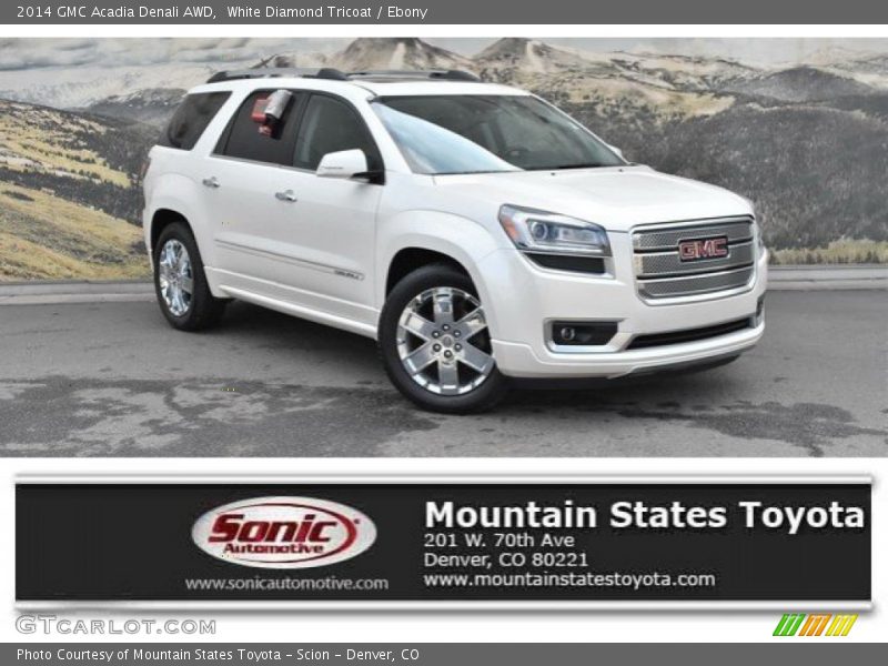 White Diamond Tricoat / Ebony 2014 GMC Acadia Denali AWD