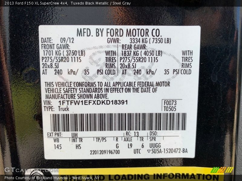 Tuxedo Black Metallic / Steel Gray 2013 Ford F150 XL SuperCrew 4x4