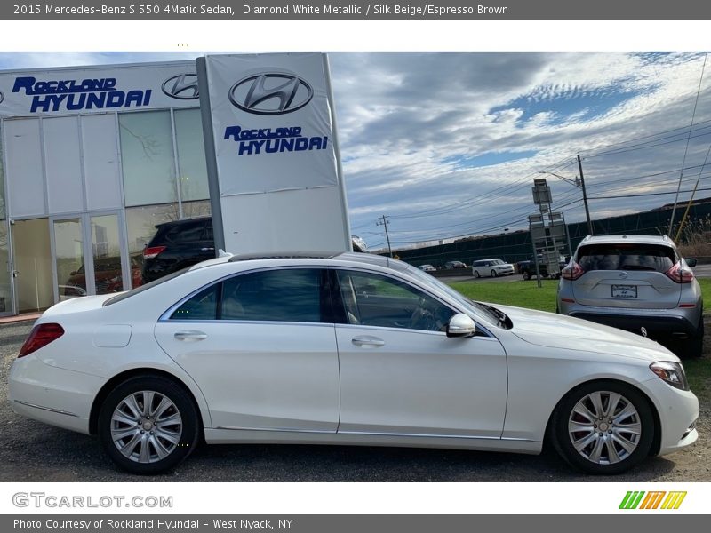 Diamond White Metallic / Silk Beige/Espresso Brown 2015 Mercedes-Benz S 550 4Matic Sedan