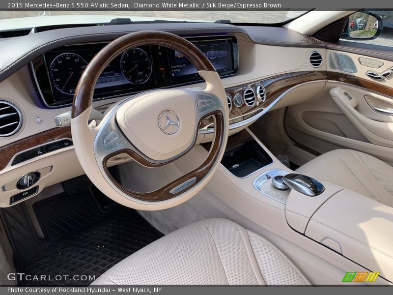Diamond White Metallic / Silk Beige/Espresso Brown 2015 Mercedes-Benz S 550 4Matic Sedan