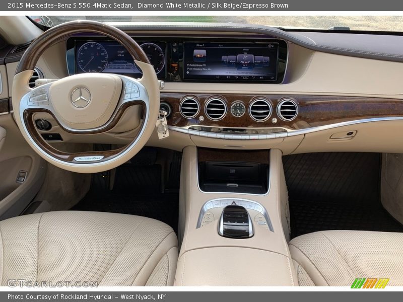 Diamond White Metallic / Silk Beige/Espresso Brown 2015 Mercedes-Benz S 550 4Matic Sedan