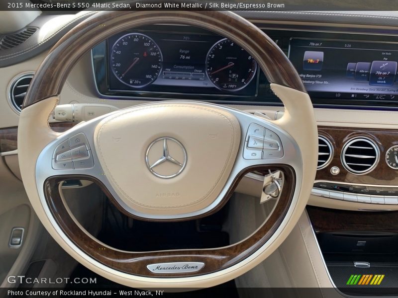 Diamond White Metallic / Silk Beige/Espresso Brown 2015 Mercedes-Benz S 550 4Matic Sedan