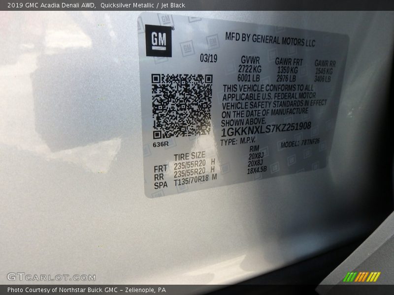 Quicksilver Metallic / Jet Black 2019 GMC Acadia Denali AWD