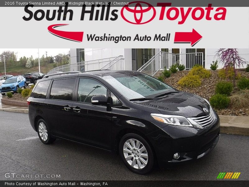 Midnight Black Metallic / Chestnut 2016 Toyota Sienna Limited AWD