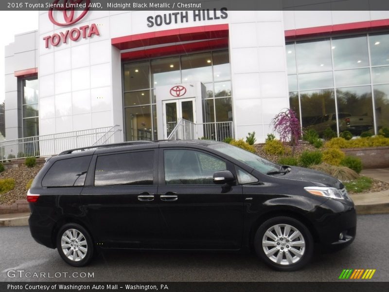 Midnight Black Metallic / Chestnut 2016 Toyota Sienna Limited AWD