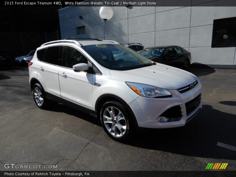 White Platinum Metallic Tri-Coat / Medium Light Stone 2015 Ford Escape Titanium 4WD