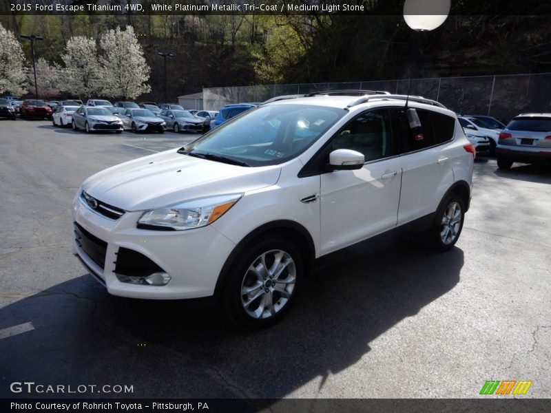 White Platinum Metallic Tri-Coat / Medium Light Stone 2015 Ford Escape Titanium 4WD