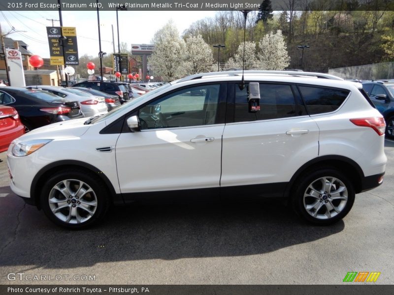 White Platinum Metallic Tri-Coat / Medium Light Stone 2015 Ford Escape Titanium 4WD