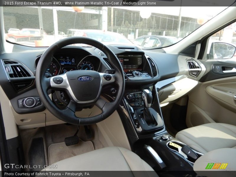 White Platinum Metallic Tri-Coat / Medium Light Stone 2015 Ford Escape Titanium 4WD