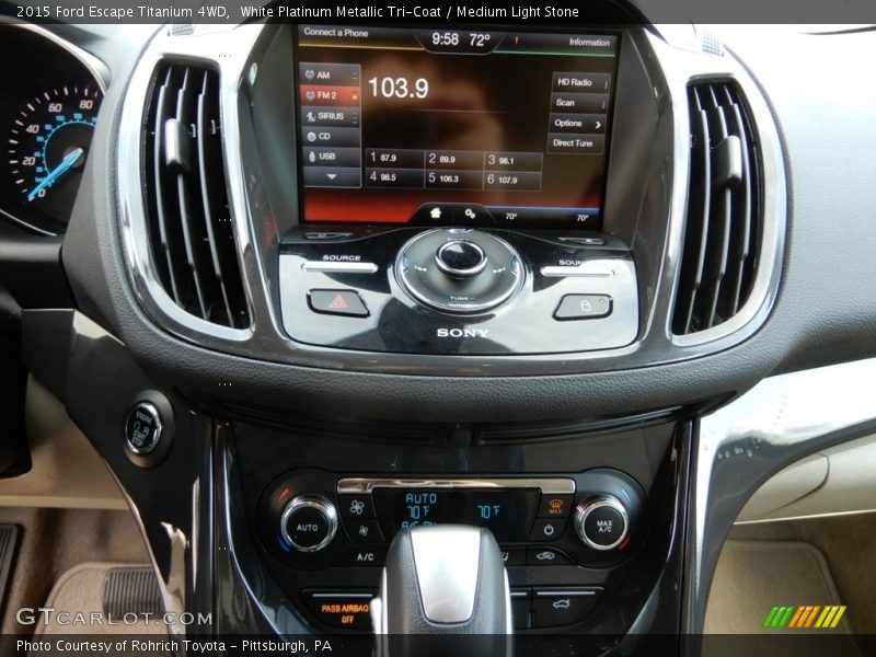 White Platinum Metallic Tri-Coat / Medium Light Stone 2015 Ford Escape Titanium 4WD