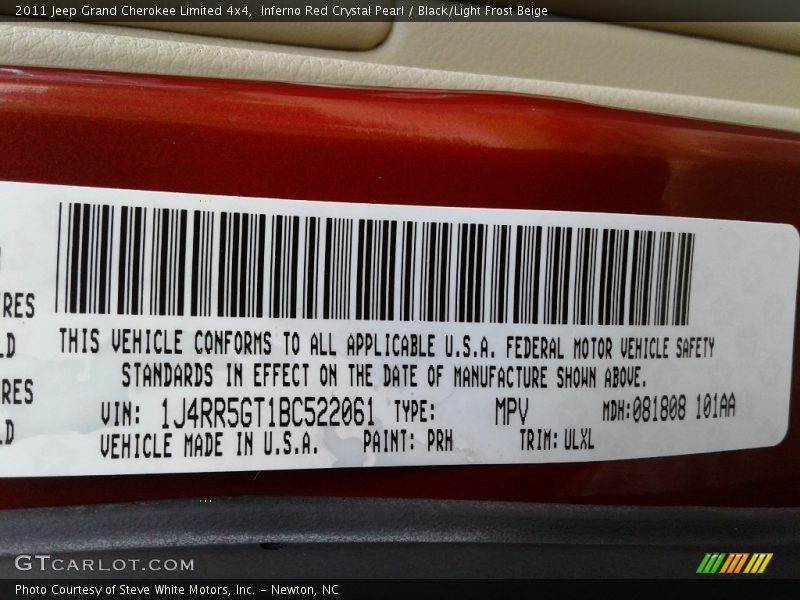 Inferno Red Crystal Pearl / Black/Light Frost Beige 2011 Jeep Grand Cherokee Limited 4x4