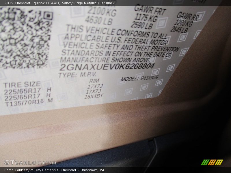 Sandy Ridge Metallic / Jet Black 2019 Chevrolet Equinox LT AWD
